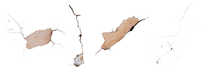 Pared agrietada, grieta de pared o piso fondo transparente