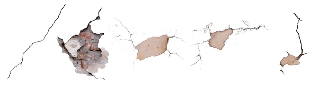 Pared agrietada, grieta de pared o piso fondo transparente