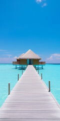 Luxury Maldives tropical island beach resort travel vacation villa. Generative AI image