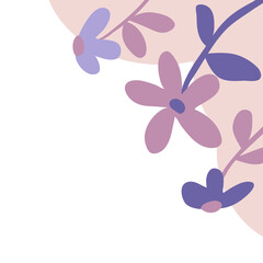 illustration of beauty flowers illustration with purple color scheme as side border frame