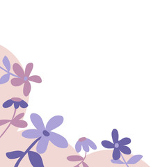 Purple flowers border and corner decorative illustrative