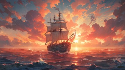 Obraz premium sailing ship at sea