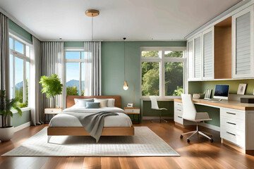 modern bedroom, modern living room 