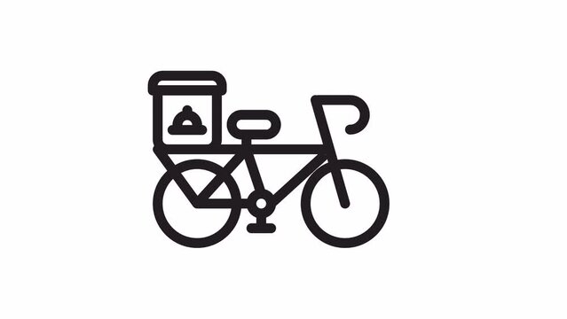 Bike Delivery, Food Delivery animated icon on transparent background.
