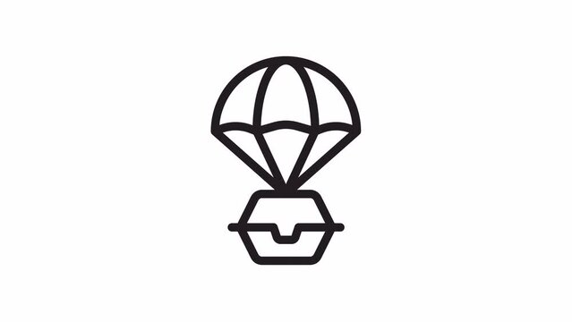 Parachute Delivery, Food Delivery animated icon on transparent background.
