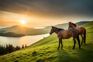Fototapeta na wymiar horse at sunset