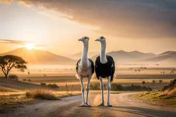 Foto op Canvas ostrich at sunset © Aniqa