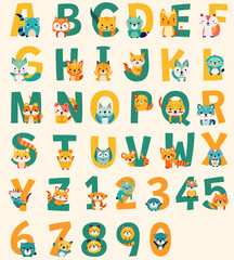 Number and Alphabet with Cute Animal Character Collection