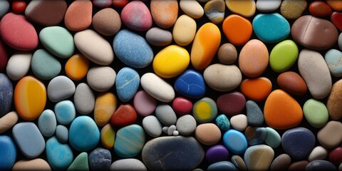 Fototapeta na wymiar Spectrum of colorful rock or pebbles. wide format. Generative AI