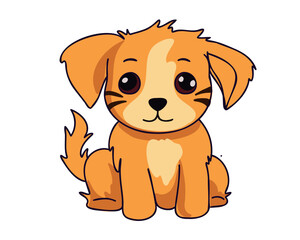 Little red dog, flat vector illustration