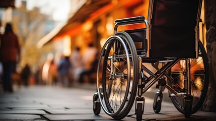 Fototapeta na wymiar wheelchair on blurred background