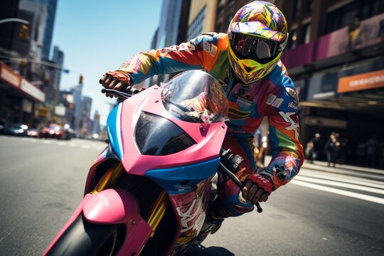 Rider Wearing a Colorful Gear, Generative AI