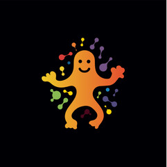 Logo1646Playful virus isolated icon. Colorful and childlike bacteria sign. Abstract logo Template for education and entertainment. Vector illustration.