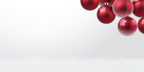 christmas banner, decoration with red baubles, copy space