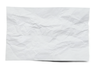 wrinkled white paper sheet isolated