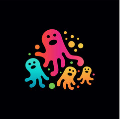 Logo1646Playful virus isolated icon. Colorful and childlike bacteria sign. Abstract logo Template for education and entertainment. Vector illustration.