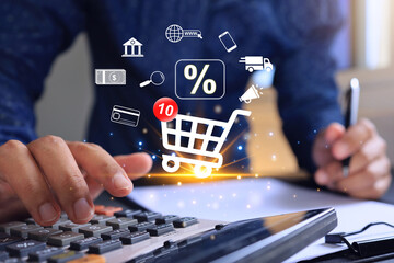 Seller or merchant is calculating sales through online marketplaces or profit and loss are...