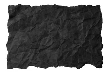 crumpled and torn black paper sheet isolated
