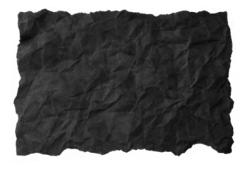 crumpled and torn black paper sheet isolated