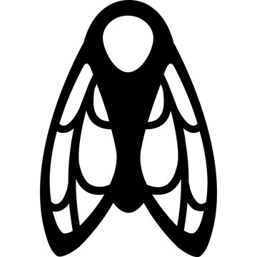 Ic&ocirc;nes simple d'un insecte de Provence, la cigale chante tout l'&eacute;t&eacute;, contour noir des ailes et forme g&eacute;om&eacute;trique au format vectoriel modifiable