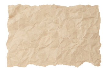crumpled and torn kraft paper sheet isolated