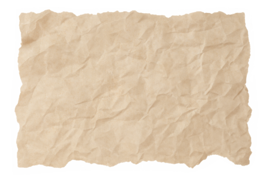 crumpled and torn kraft paper sheet isolated