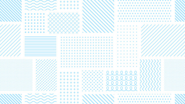 水色の幾何学柄の正方形と長方形のパターン背景