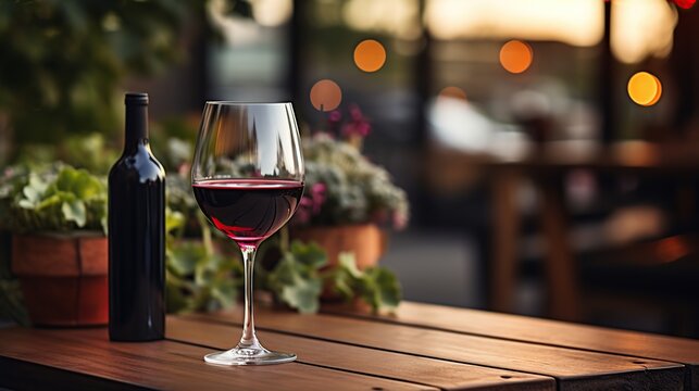 red wine in a glass on a blurred background