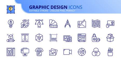 Simple set of outline icons about graphic design - 631034744