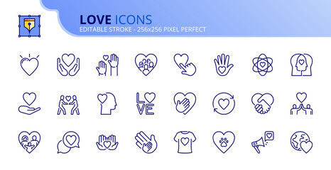 Simple set of outline icons about love