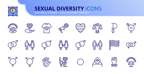 Simple set of outline icons about sexual diversity.