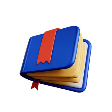 a book, plastic 3d style, isolated transparency background.