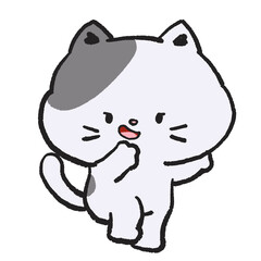 cute cat and kawaii happy character activities cartoon hand drawn transparent background