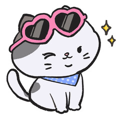 cute cat and kawaii happy character activities cartoon hand drawn transparent background