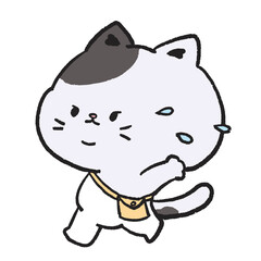 cute cat and kawaii happy character activities cartoon hand drawn transparent background