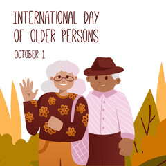 International older persons day, held on 1 October. vector illustration. Can be used to create promotional materials, social media posts