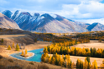 Chuya river in Altai mountains, Siberia, Russia. Autumn landscape.