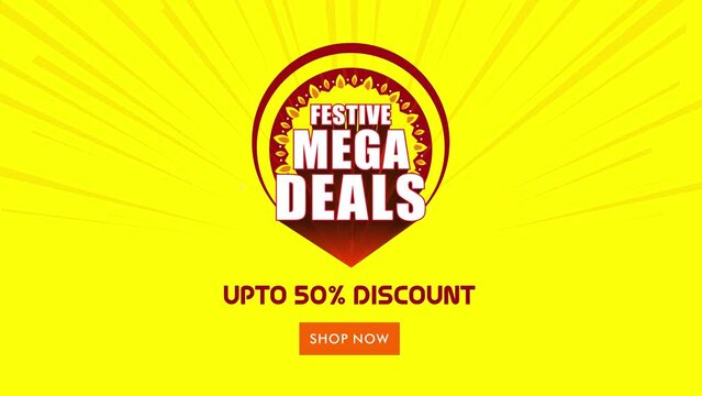 Festive Mega Deals, Retail Sales Promotional Advertisement Logo Template 4K Video Animation. Festival Sale