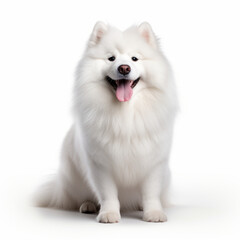 Cute samoyed full body on white background