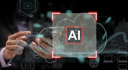 ai artificial intelligence. future technological changes future world connection Code development...