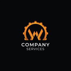 W gear letter logo, simple and modern, suitable for any engineering, mechanic, maintenance industry or any related logos.
