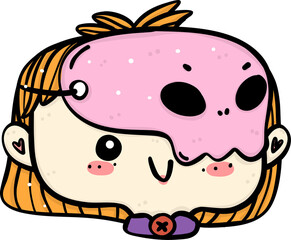 Cute Playful Halloween ghost sull Costume Kid Doodle. Adorable Spooky Character outline.