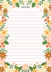 sweet brown flowers notepad template