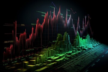 Candlestick chart and data of world financial market.