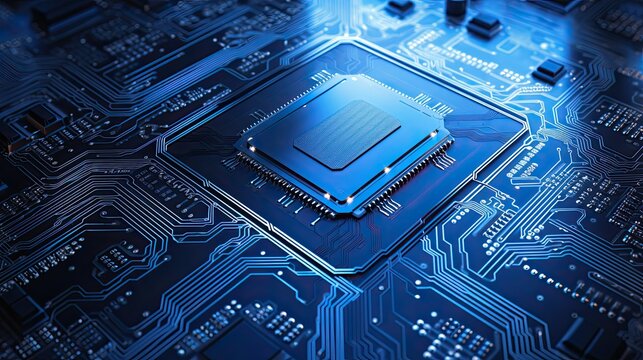 A large blue circuit board on a background