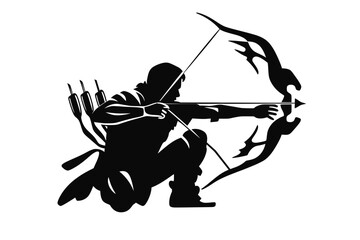 Archery icon vector detail stencil black and white 