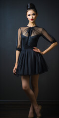 ballet dancer full body in black clothes