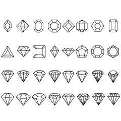 Diamond icon vector set. gemstone illustration sign collection. jewel symbol.