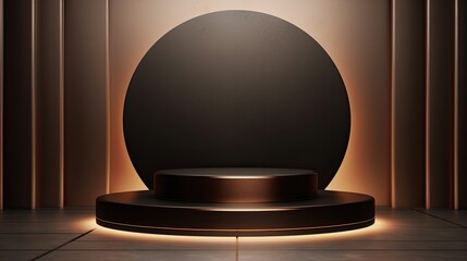 Fototapeta premium Elegant metal background with pedestal