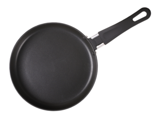 Black frying pan, transparent background
